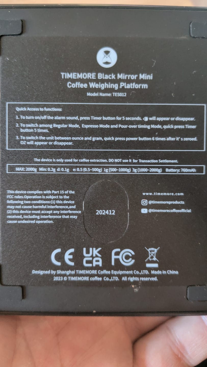 Customer photo review of TIMEMORE Coffee Scale with Timer Basic Mini