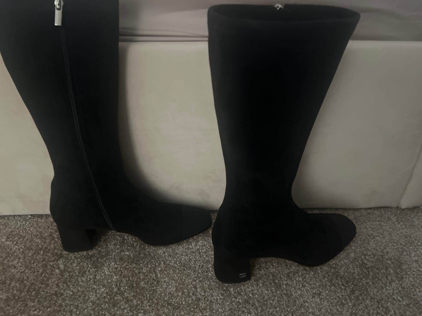Customer photo review of CC High Boots 50mm In Black Suede And Lycra Fabric  940061
