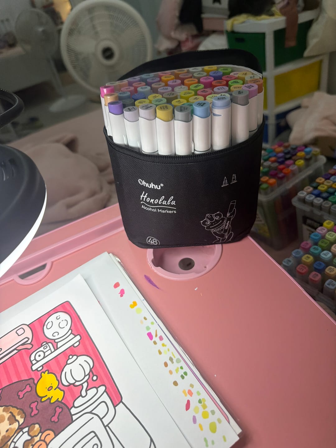 Customer photo review of Ohuhu Honolulu 48 Mid-tone Colors Dual Tips Alcohol Art Markers (New Color Codes)