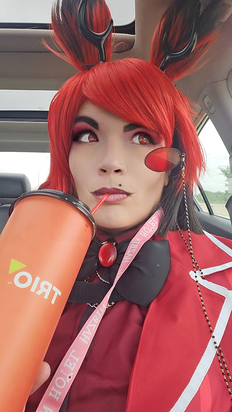 Customer photo review of Cosplay Lucifer's Eye Red Prescription Colored Contact Lenses