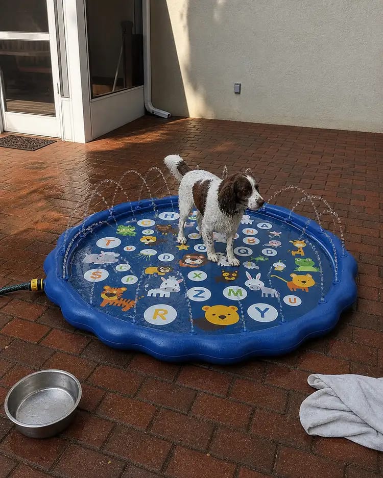 Customer photo review of AquaPaw Dog Splash Pad & Sprinkler Mat