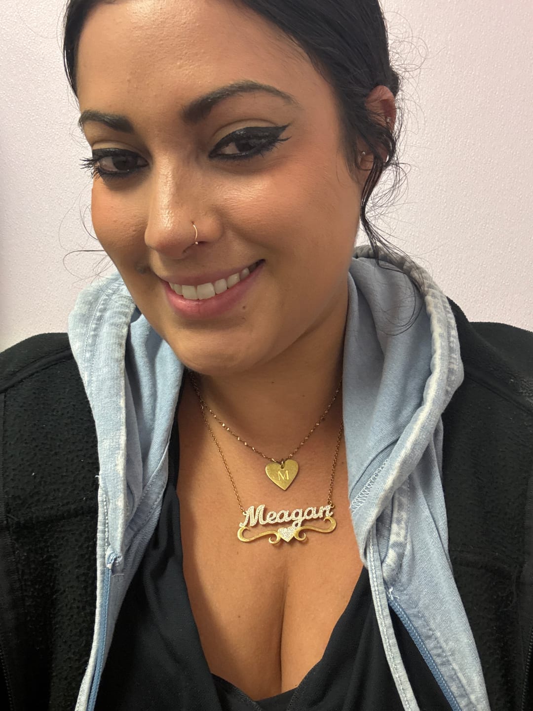 Customer photo review of Iced Heart Name Necklace
