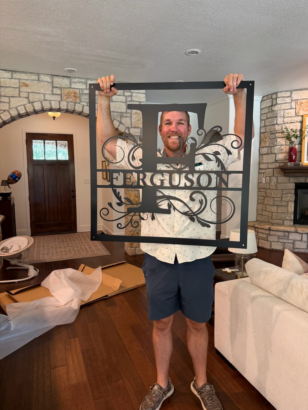 Customer photo review of Split Monogram Square