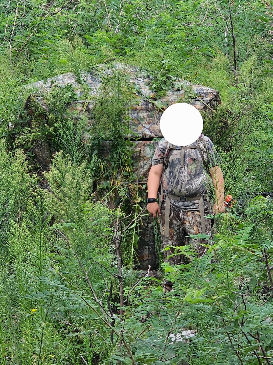 Customer photo review of VisMax See Through 3-4 Person Hunting Blind, Pop Up Ground Deer Blind