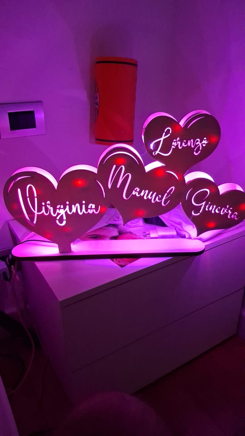Customer photo review of Lampada Cuori Personalizzata Con Nomi Famiglia o Coppia