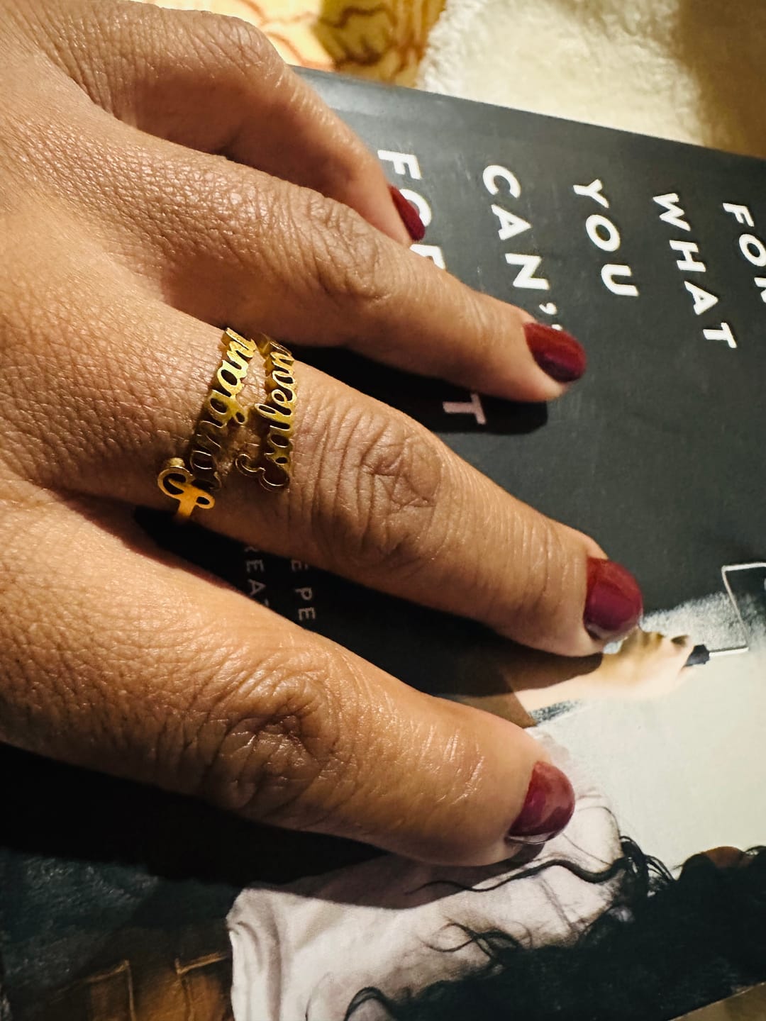 Customer photo review of Custom Name Ring