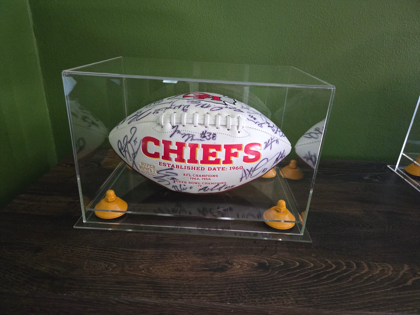 Customer photo review of Acrylic Full Size Football Display Case - Clear (A004/B41)