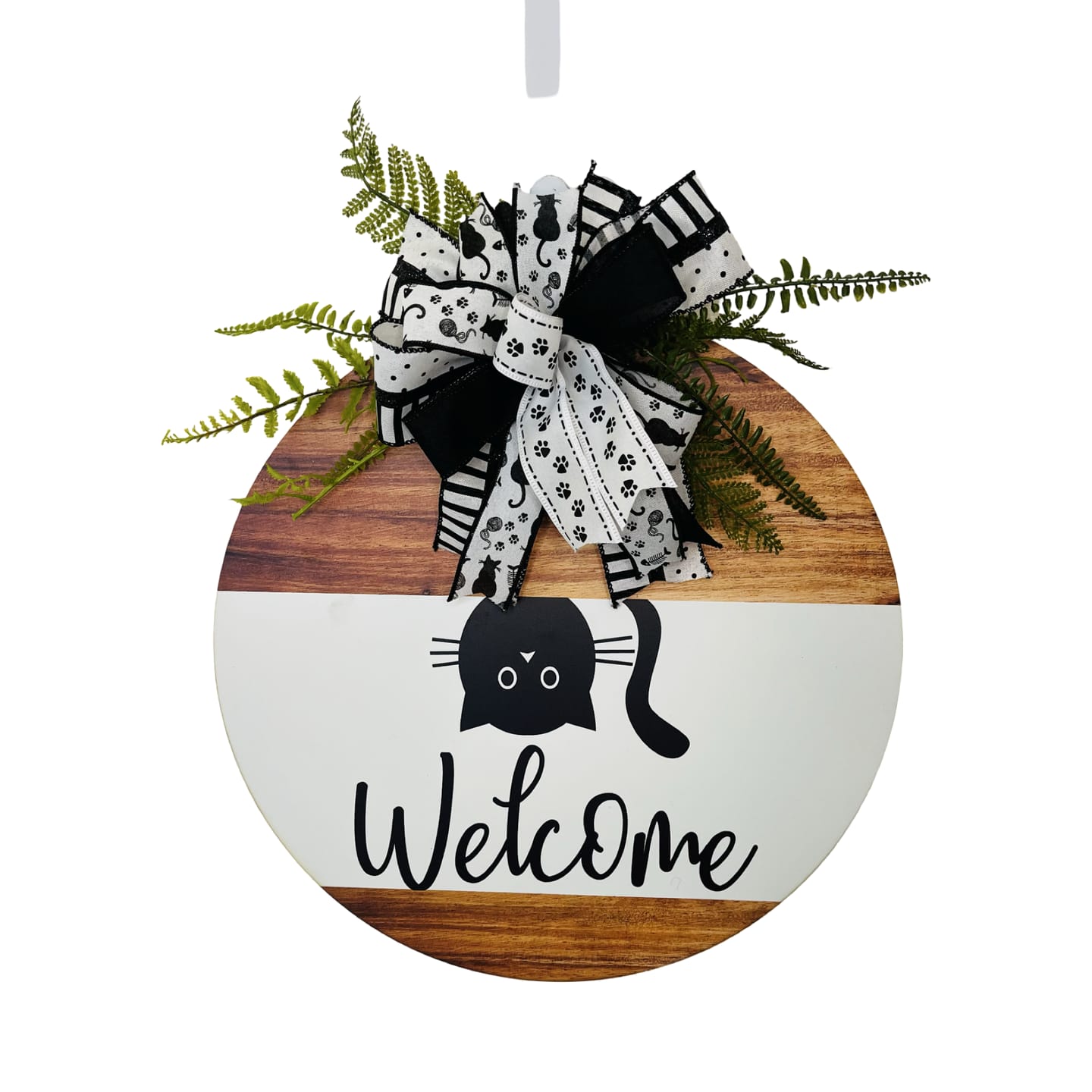 Customer photo review of Welcome Sign, Cat Sign, Everyday Sign, DECOE-4156-DH, 18 Wood Round