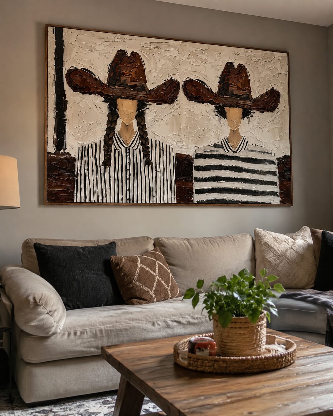 Customer photo review of Brown Hat Duo-Cowgirl Portrait Oil Painting