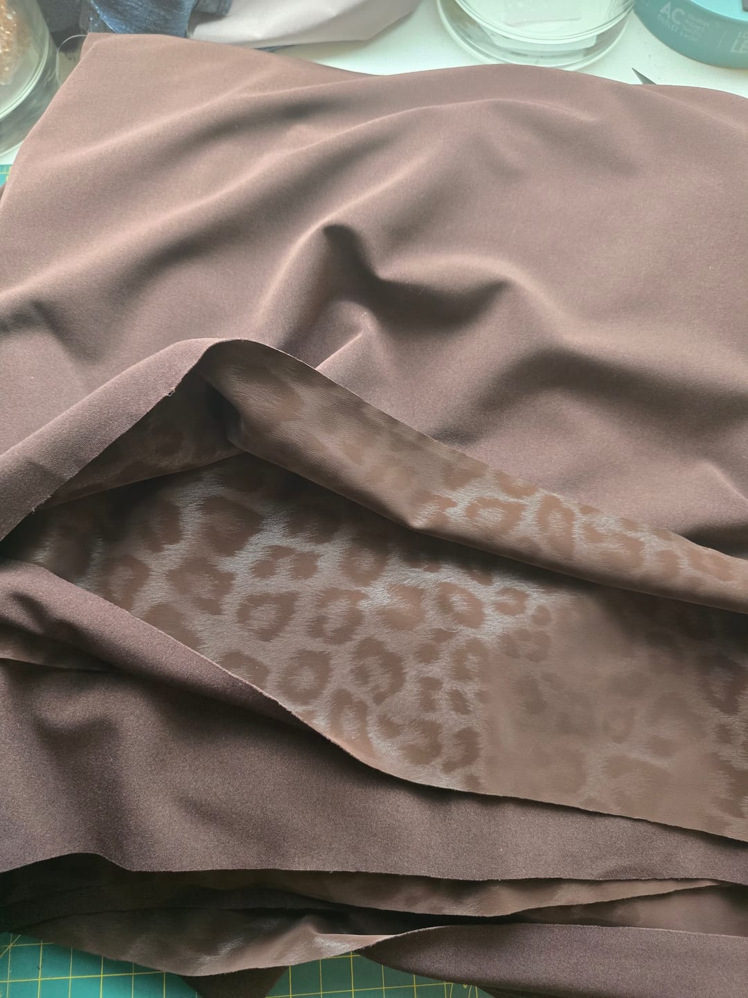 Customer photo review of Brown Chocolate Cheetah Print Stretch Faux Leather