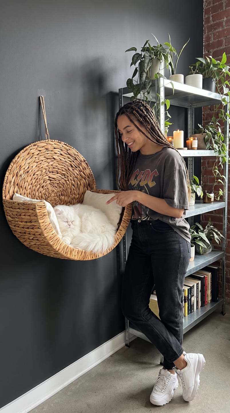 Customer photo review of Pawrelia™ Handwoven Cat Bed