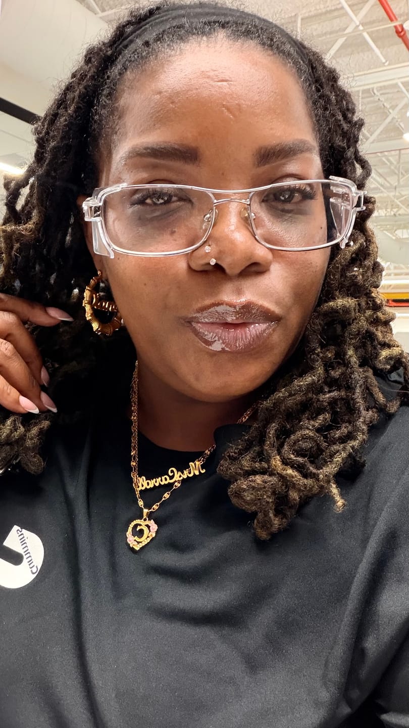 Customer photo review of Bamboo Name Hoop Earrings