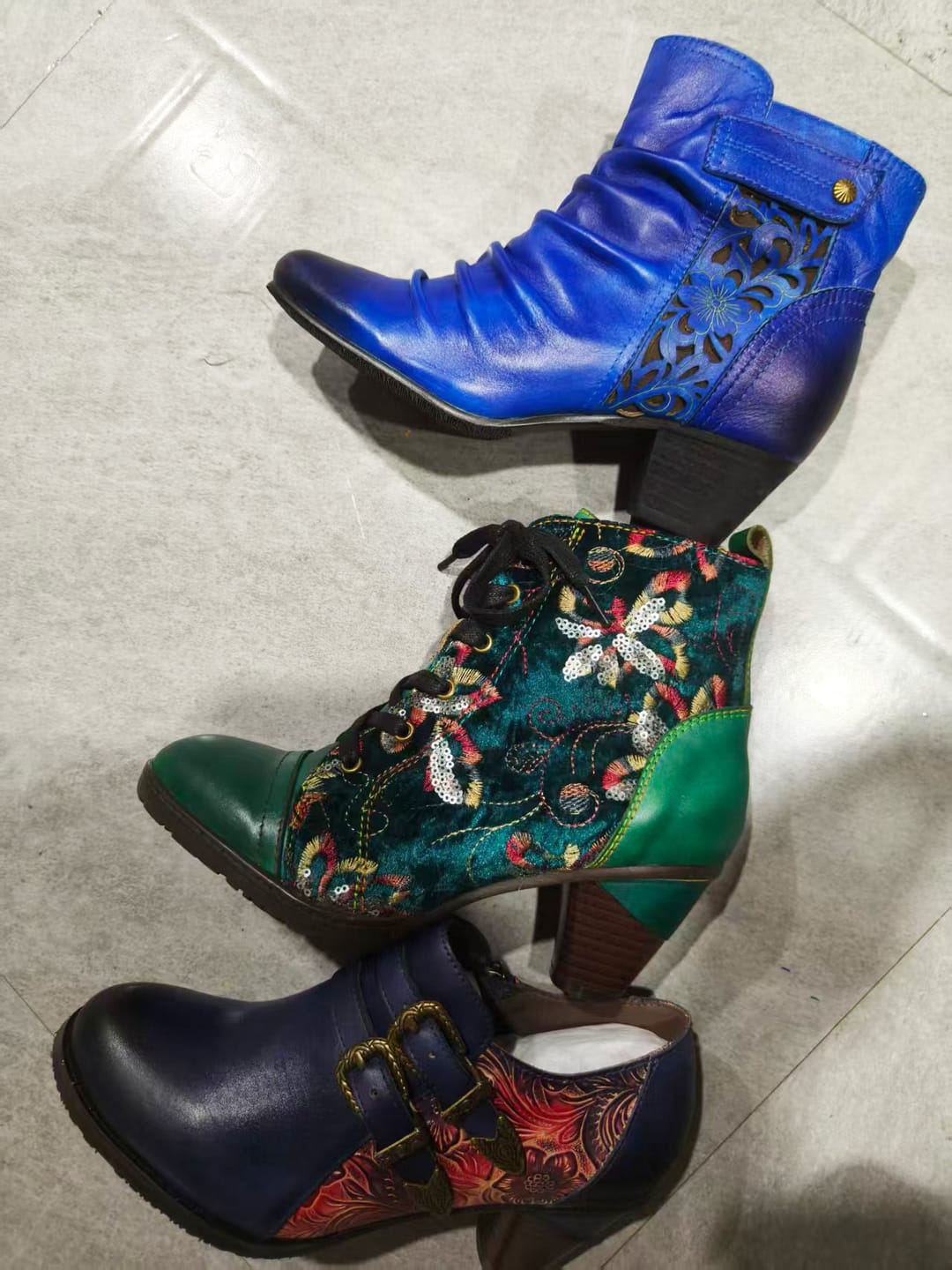 Customer photo review of Victorian Scalloped Leather Trim Mid-Calf Boots