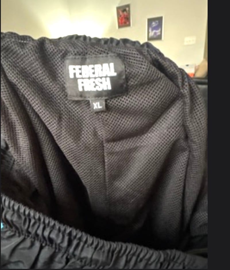 Customer photo review of Black and Blue Federal Fresh Windbreaker Shorts