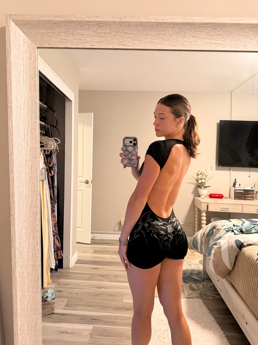 Customer photo review of Void Tech™ Gargoyle Open Back Bodysuit [VOID BLACK]