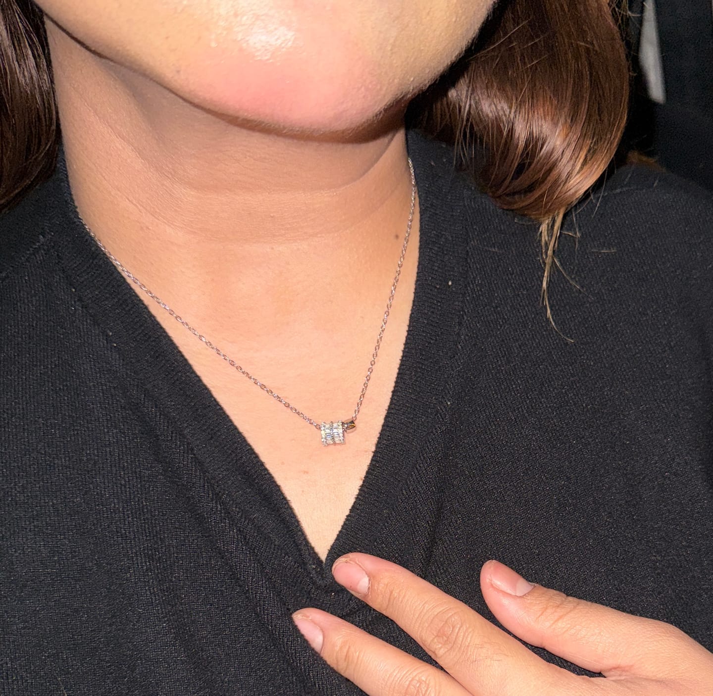 Customer photo review of Jade Lucky Loop Necklace