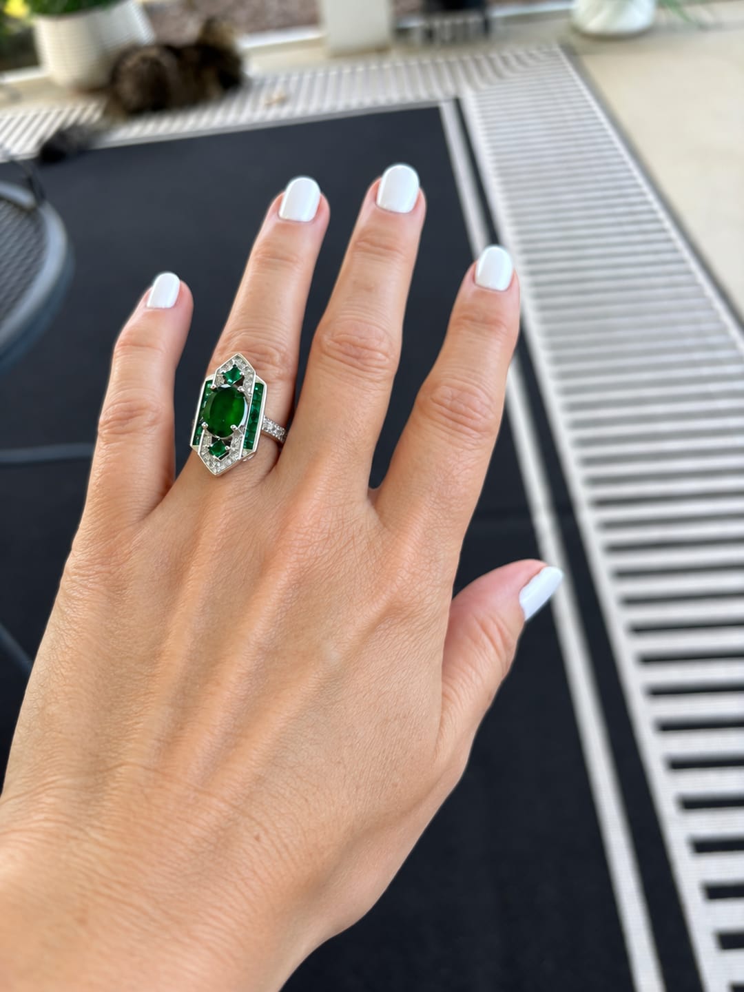 Customer photo review of Emerald Heirloom Statement Ring