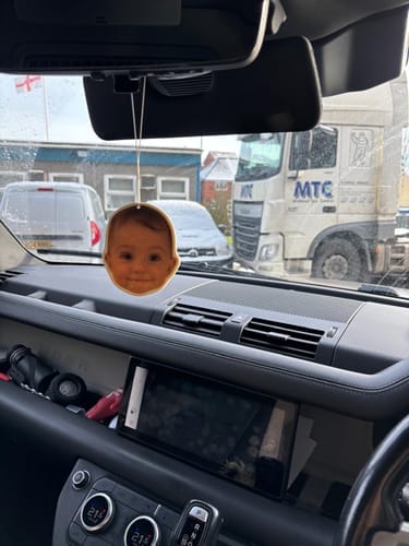 Customer photo review of Personalized Custom Shape Car Air Freshener With Your Photo