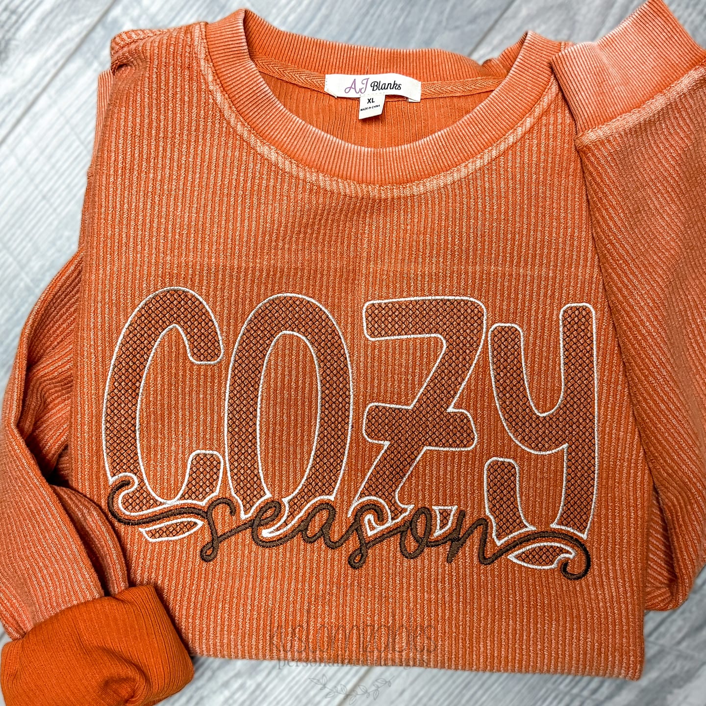 Customer photo review of Adult Oversized Corded Crew Sweatshirt