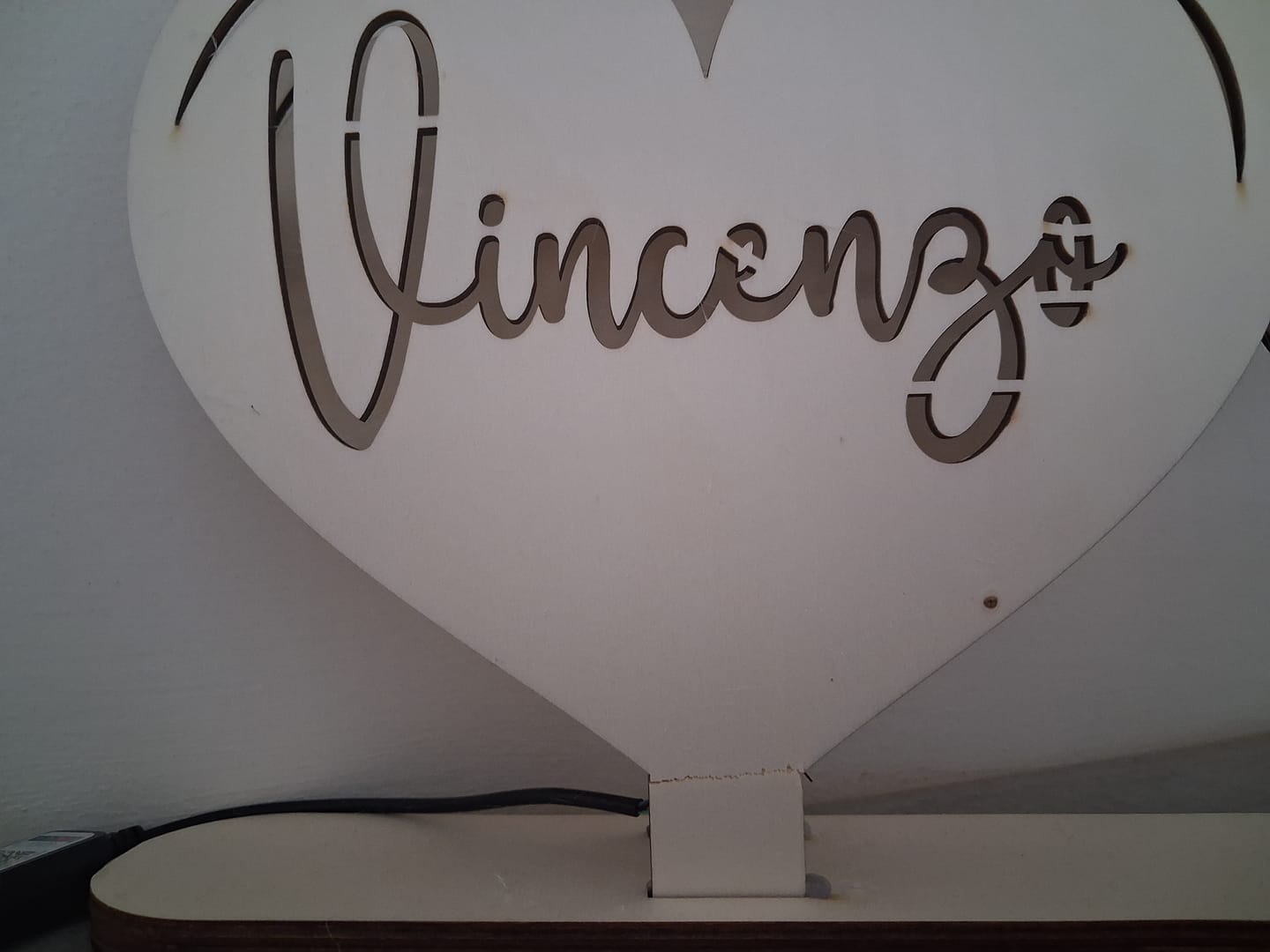Customer photo review of Lampada Cuori Personalizzata Con Nomi Famiglia o Coppia