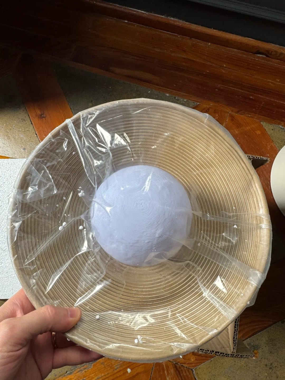 Customer photo review of LED Round Wall Sconce Vintage Resin Look 1-Light Fixture