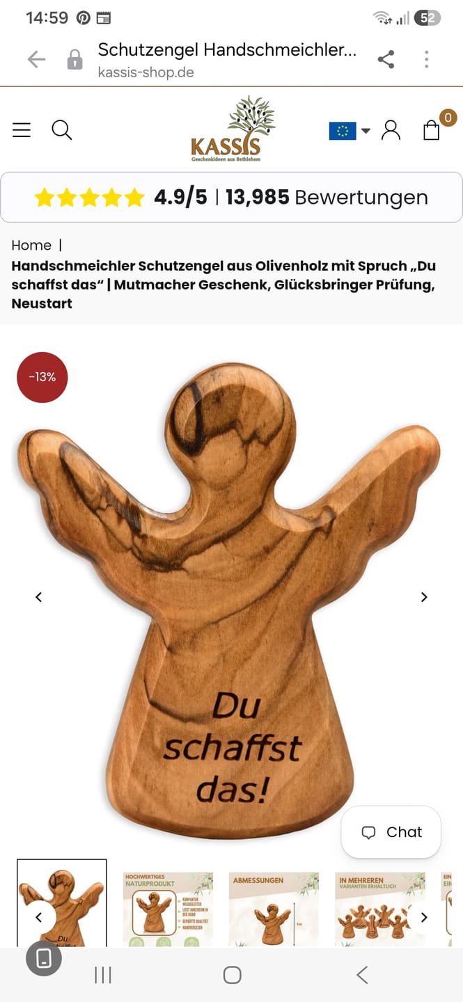 Customer photo review of Handschmeichler Schutzengel aus Olivenholz mit Spruch „Du schaffst das“ | Mutmacher Geschenk, Glücksbringer Prüfung, Neustart