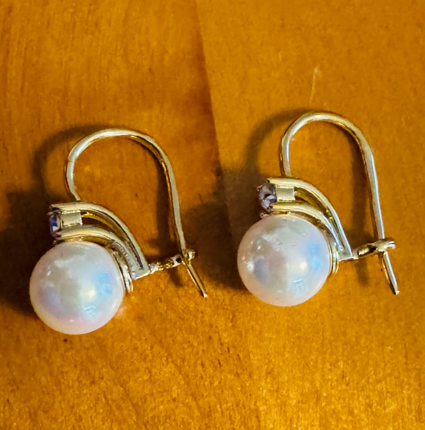 Customer photo review of Cassie 18k White Gold Plated Pearl Drop Earrings with Swarovski Crystals