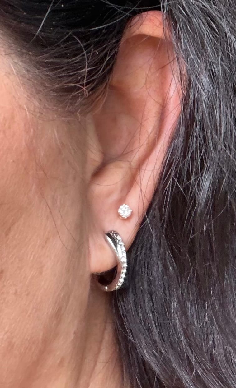 Customer photo review of Amaya 18k White Gold Plated 16mm Twisted Hoop Earrings with Swarovski Crystals