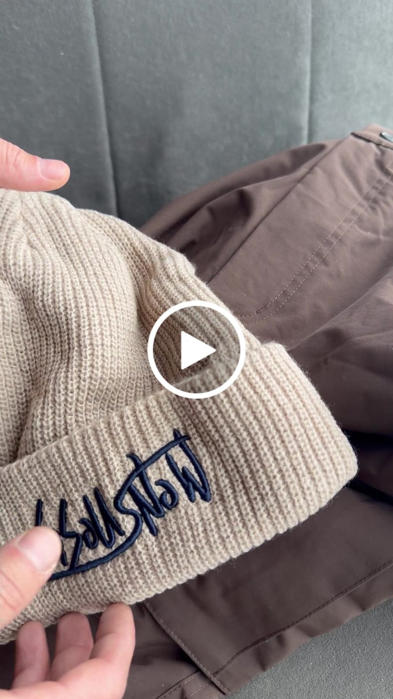 Customer video review of Unisex Black Embroidered Cuffed Beanie