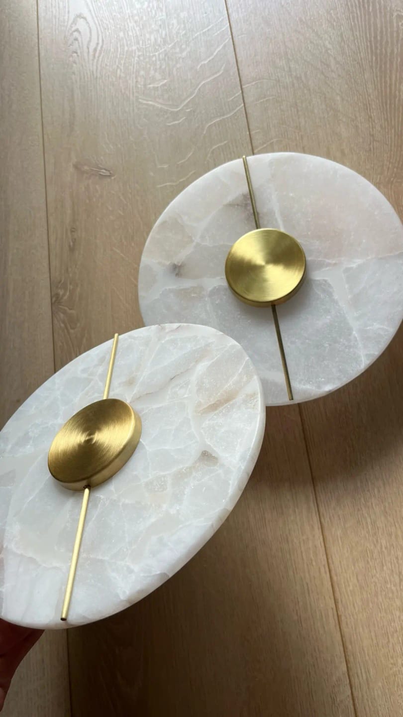 Customer photo review of Circular LED Light Sconce With Marble Accent, Modern Nordic Style