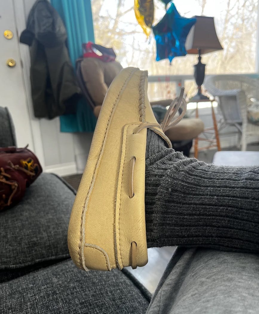 Customer photo review of Men's Soft Sole Caribou Leather Moccasins