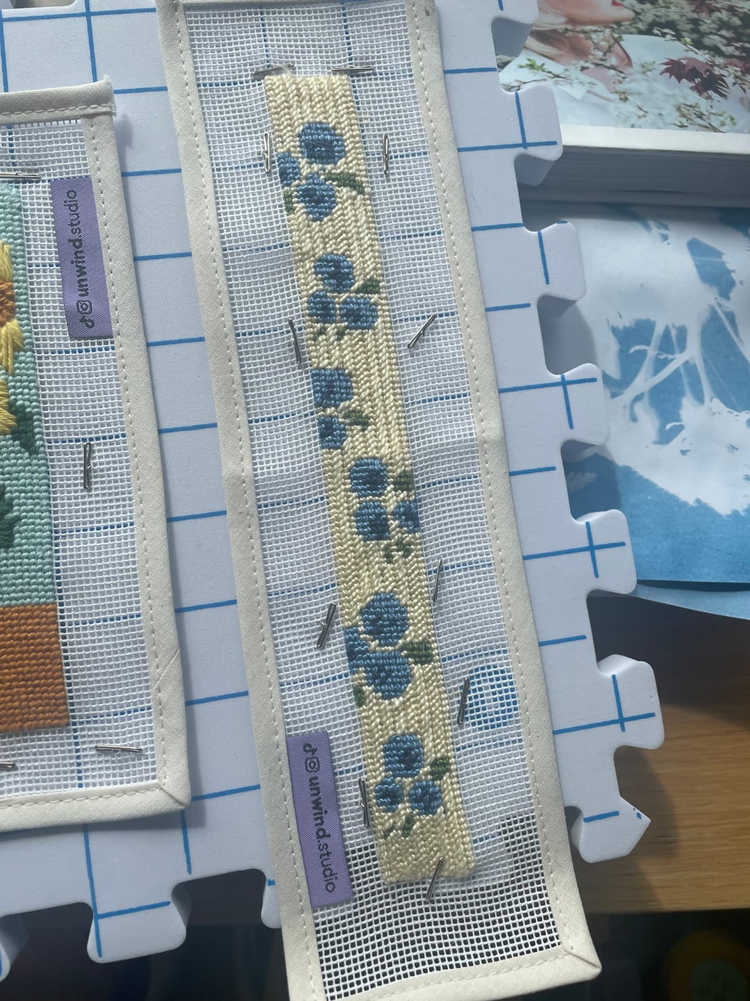 Customer photo review of Blueberries Key Fob Needlepoint Kit