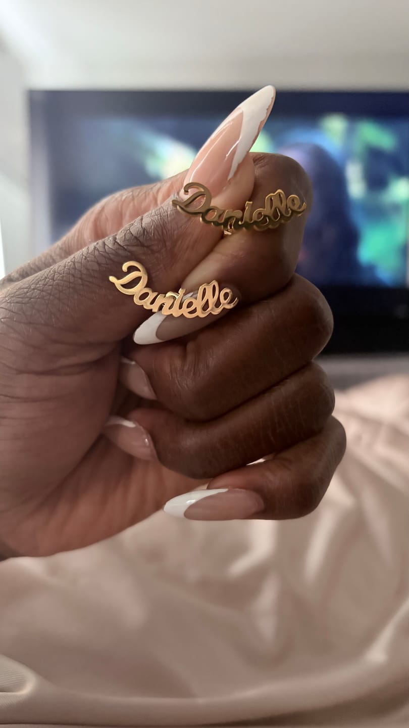 Customer photo review of Name Stud Earrings