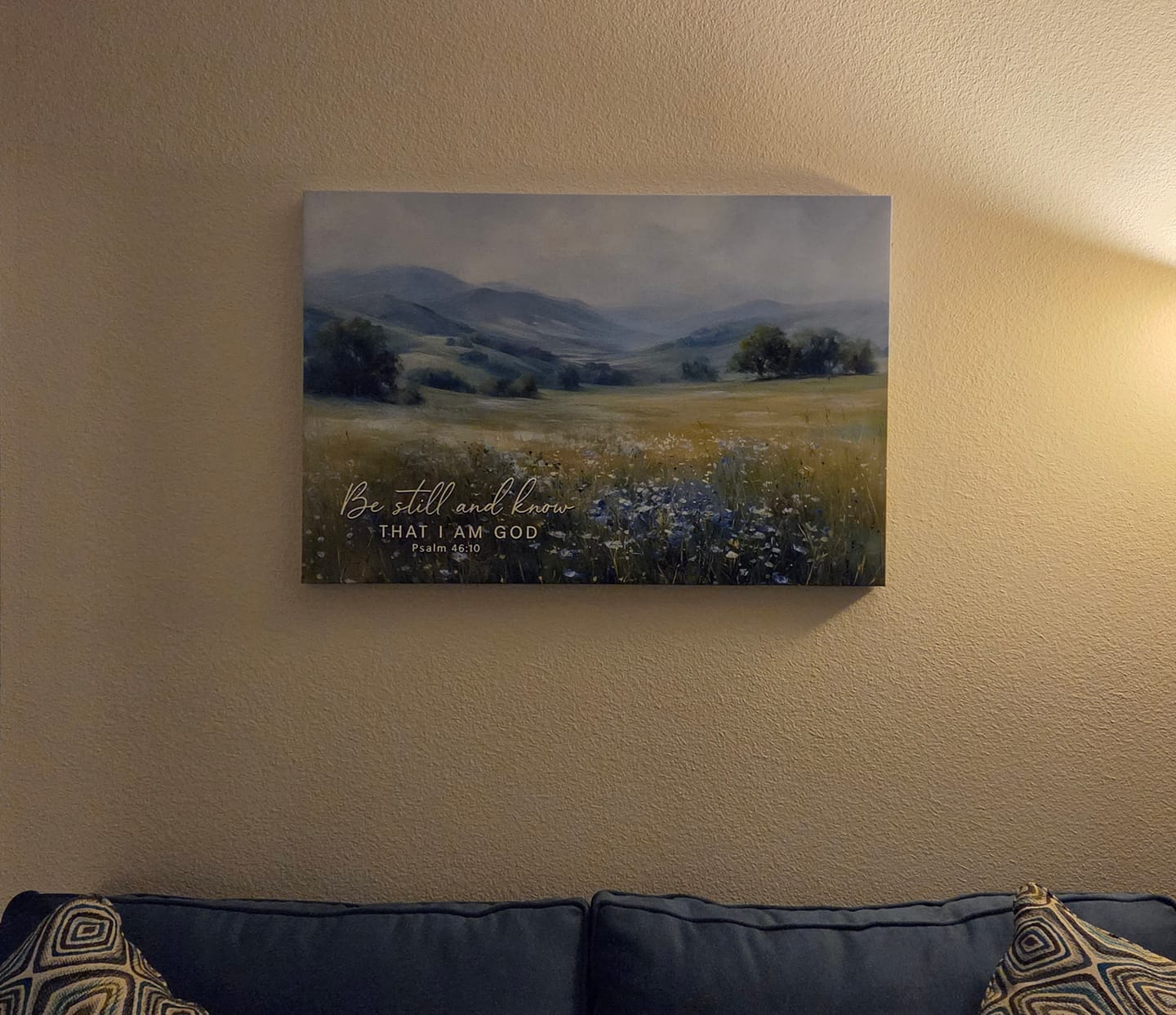 Customer photo review of Be Still And Know That I Am God Psalm 46:10 Wall Art Canvas Print