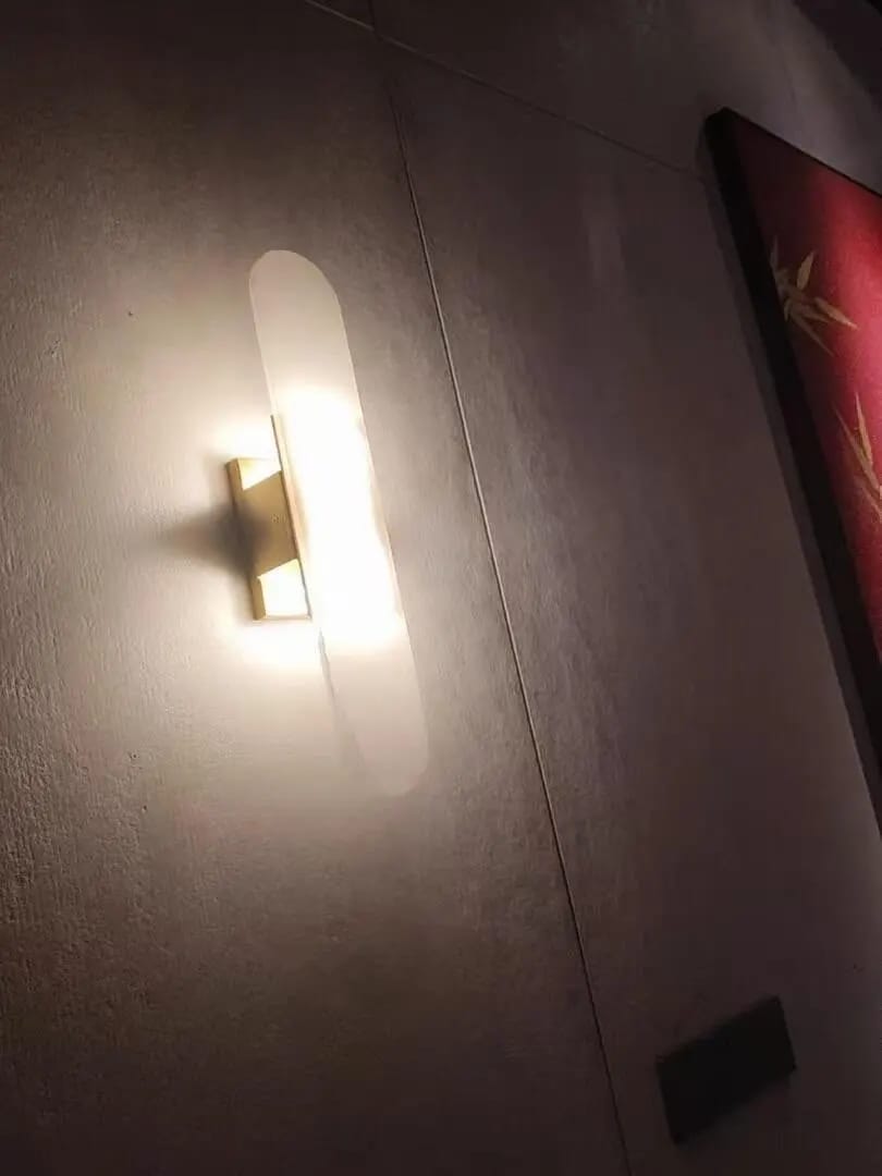 Customer photo review of Alabaster Marble Wall Sconce, Iron-Framed LED Accent Light, Nordic Style