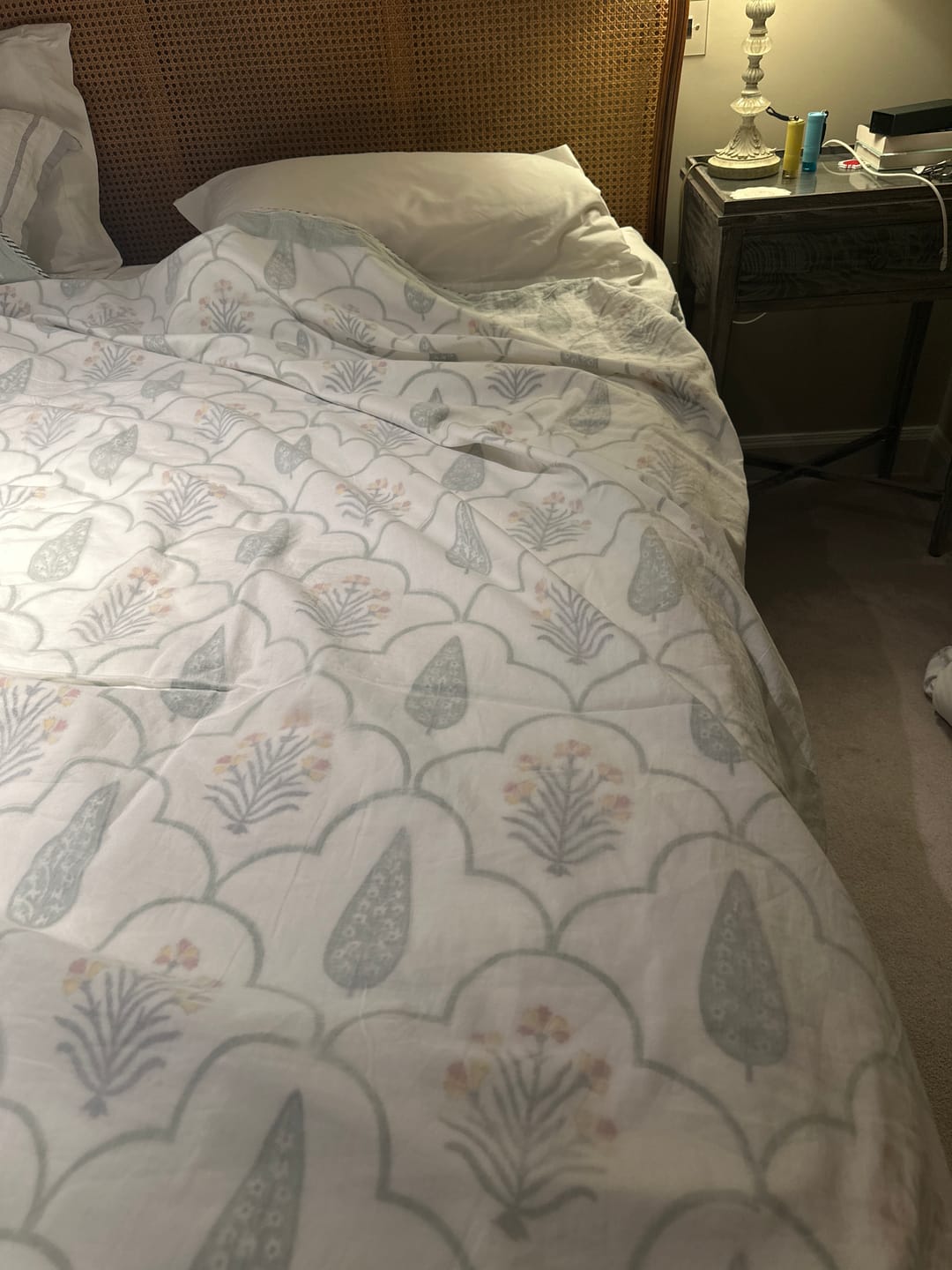 Customer photo review of Floral Organic Muslin Blanket — Hand Block Printed