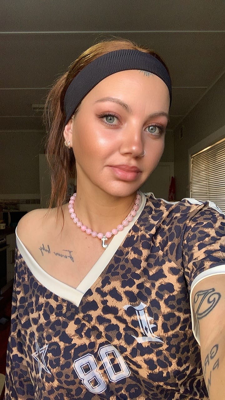 Customer photo review of SILVER Poet Initial Necklace