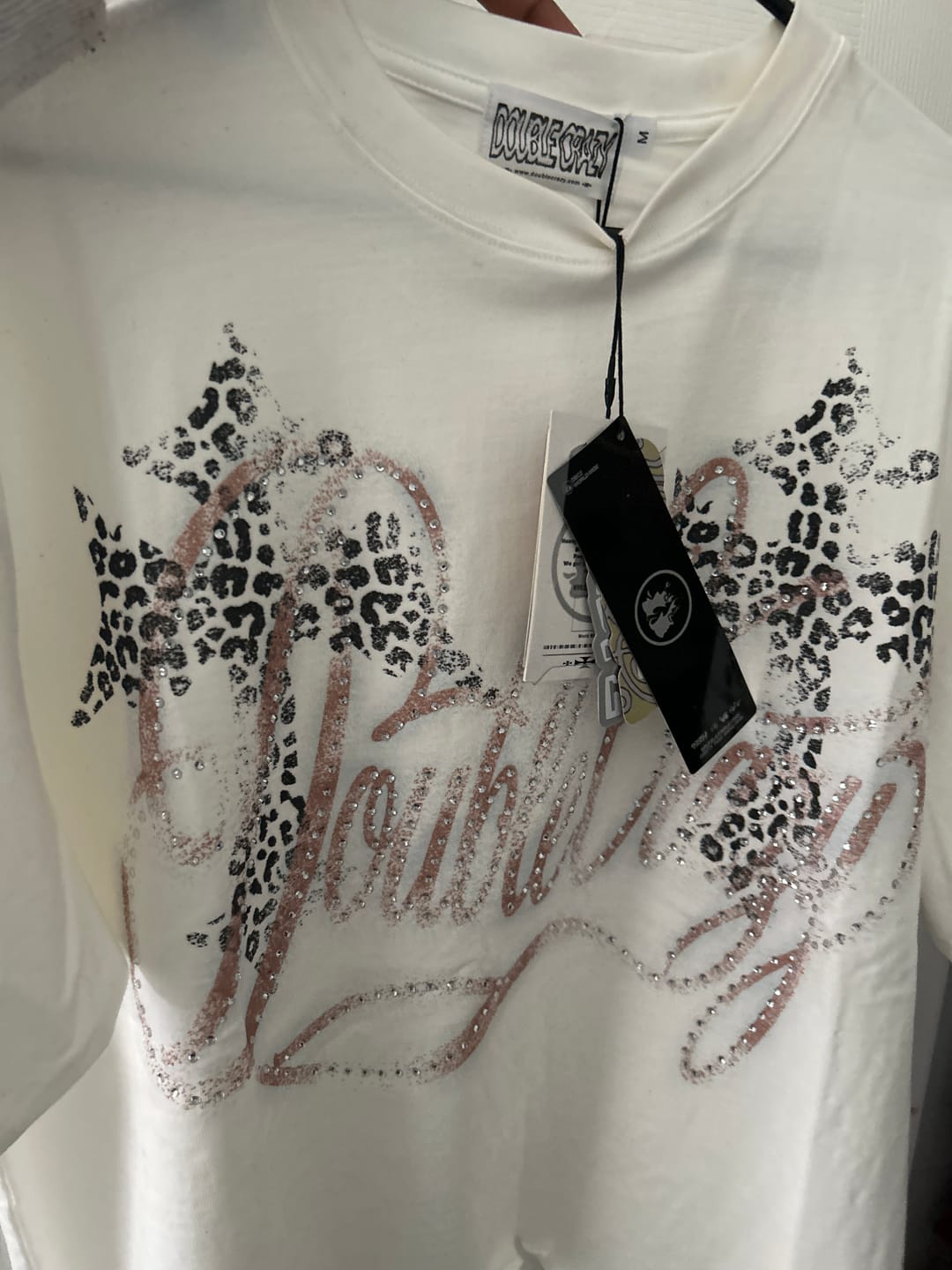 Customer photo review of Rhinestone Logo Graphic T-shirt-421