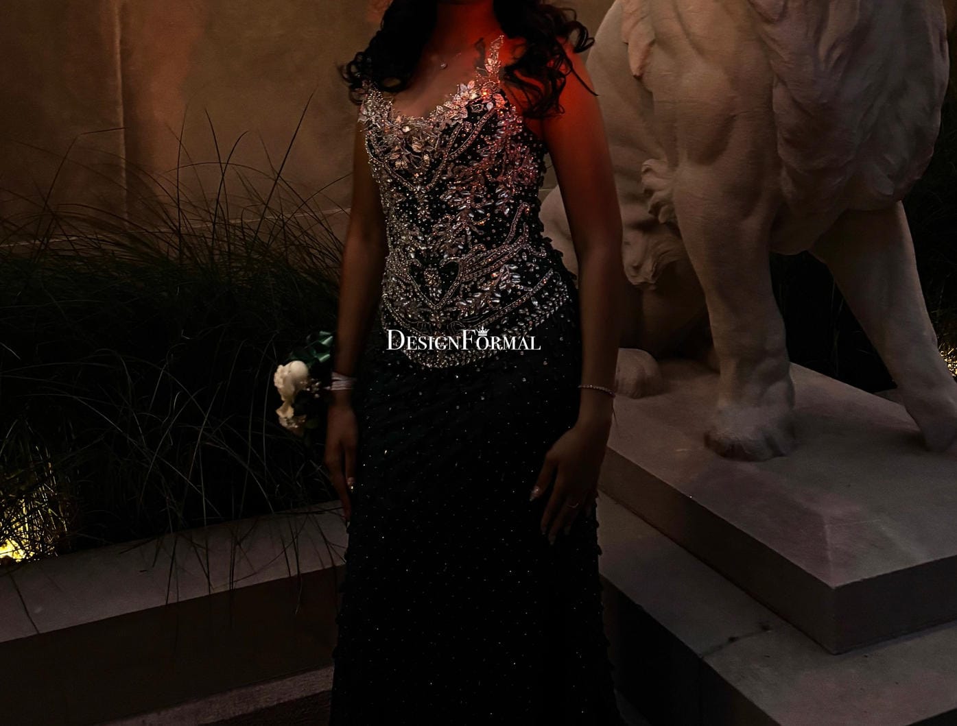Customer photo review of Custom Rhinestones Strapless V-Neck Mermaid Prom Dress