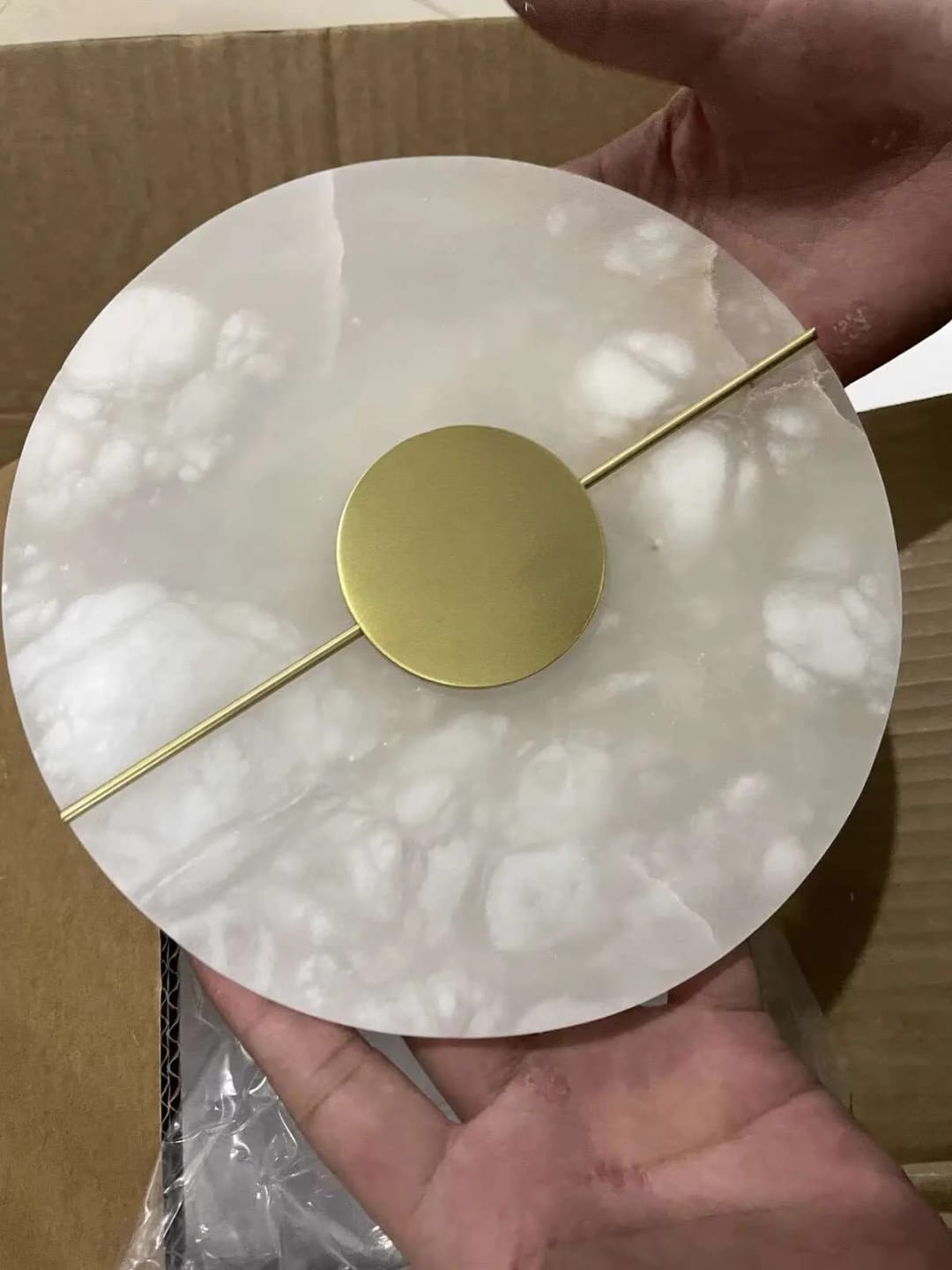 Customer photo review of Circular LED Light Sconce With Marble Accent, Modern Nordic Style