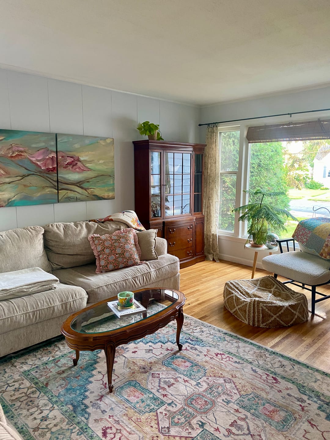 Customer photo review of Peony Print Linen Blend 3-in-1 Curtains
