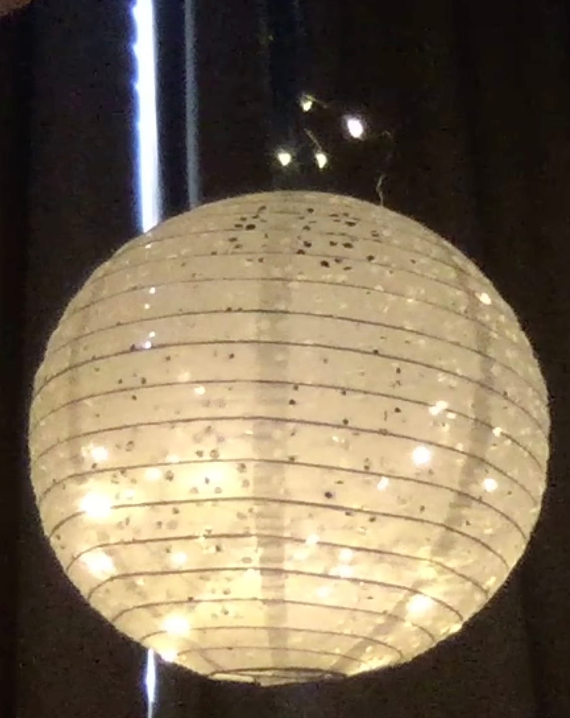 Customer photo review of 12" Round Eyelet Lace Look Paper Lantern - White