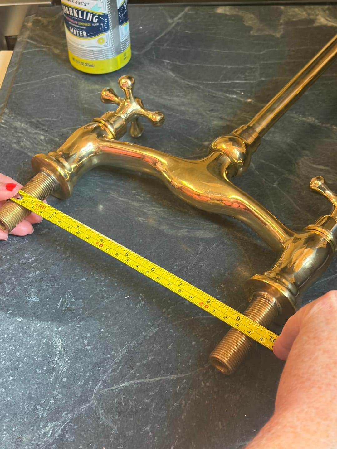 Customer photo review of Traditional Unlacquered Brass Bridge Kitchen Faucet With Sprayer