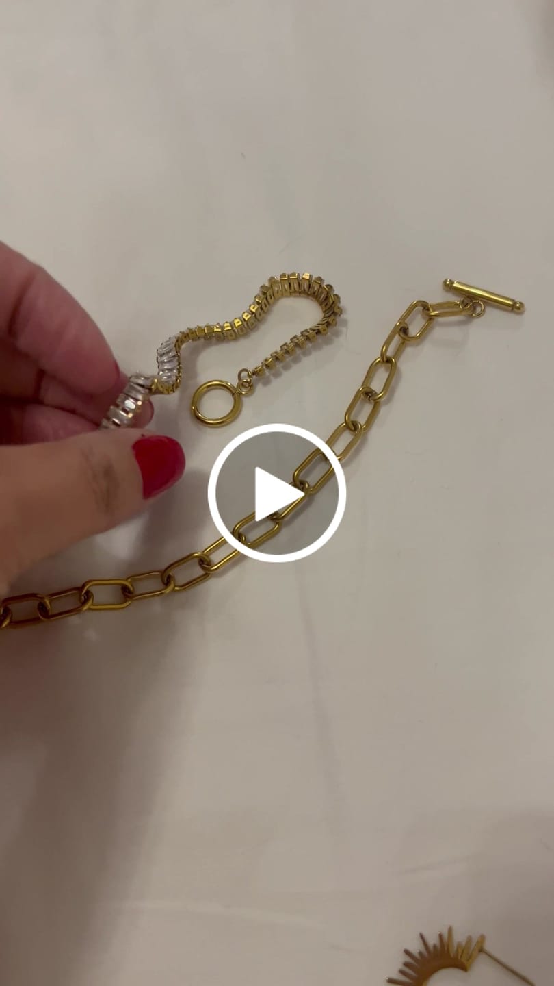 Customer video review of Pulseira Lock Riviera Baguete Banhado em Ouro 18K