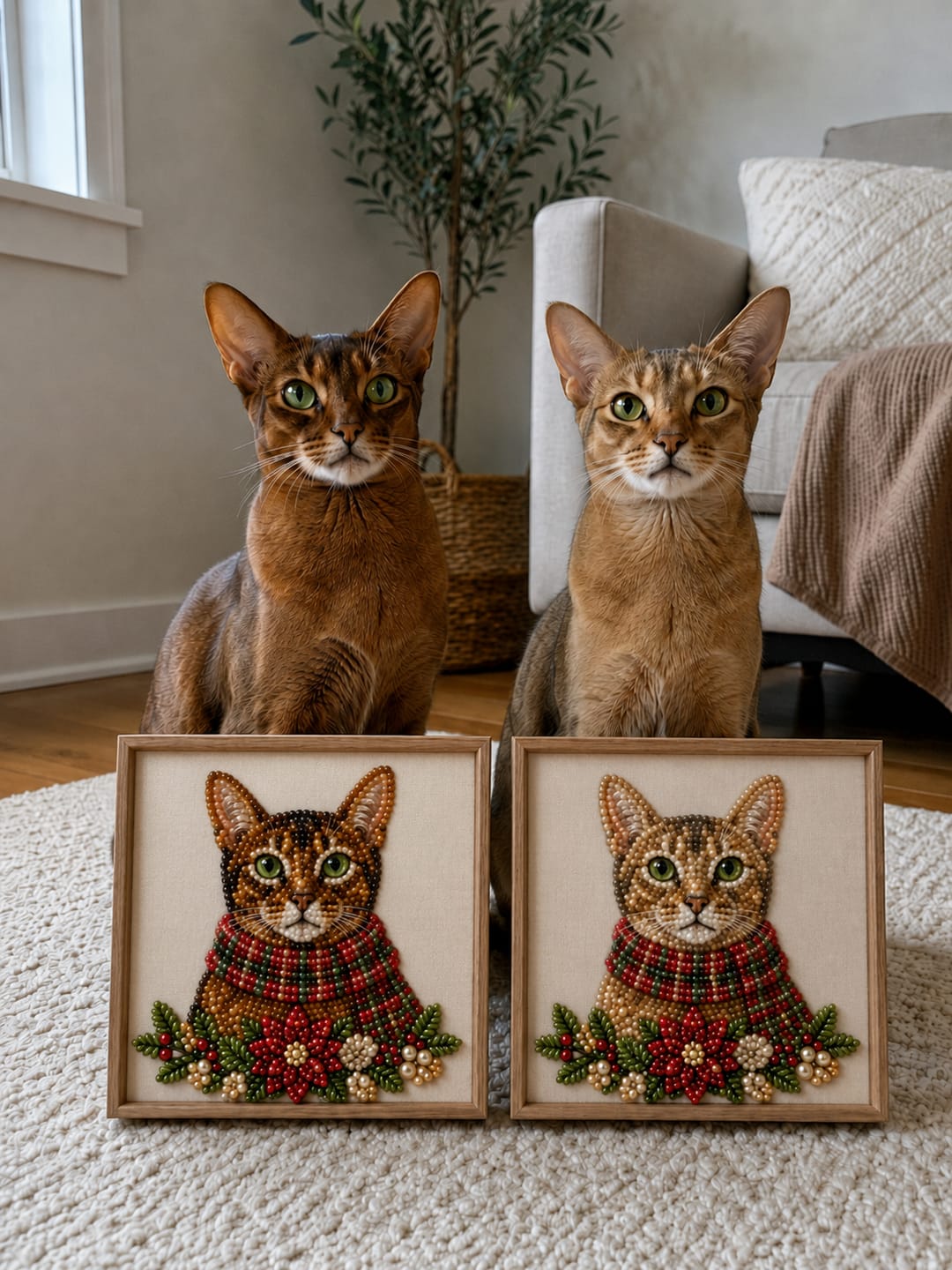 Customer photo review of Personalized 3D Pearl Art DIY Kit – Custom Pet Christmas Portrait with Festive Scarf, Handmade Holiday Wall Decor Gift for Pet Lovers