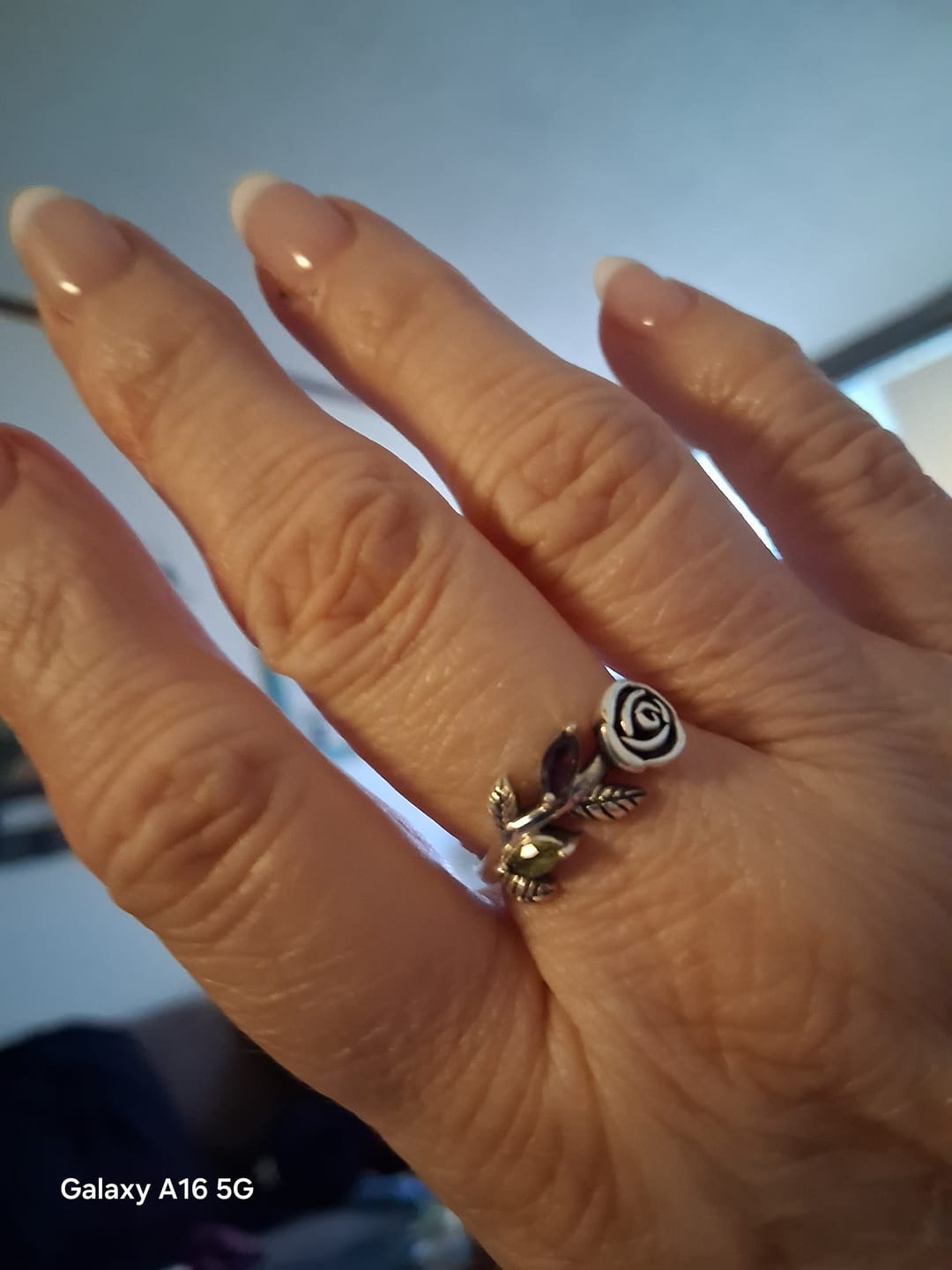 Customer photo review of Garden Amethyst and Peridot Rose Ring