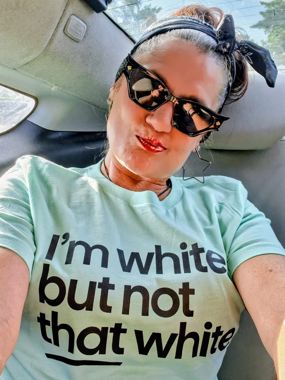 Customer photo review of I’m white but not that white Unisex Tee