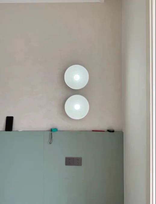 Customer photo review of LED Round Wall Sconce Vintage Resin Look 1-Light Fixture