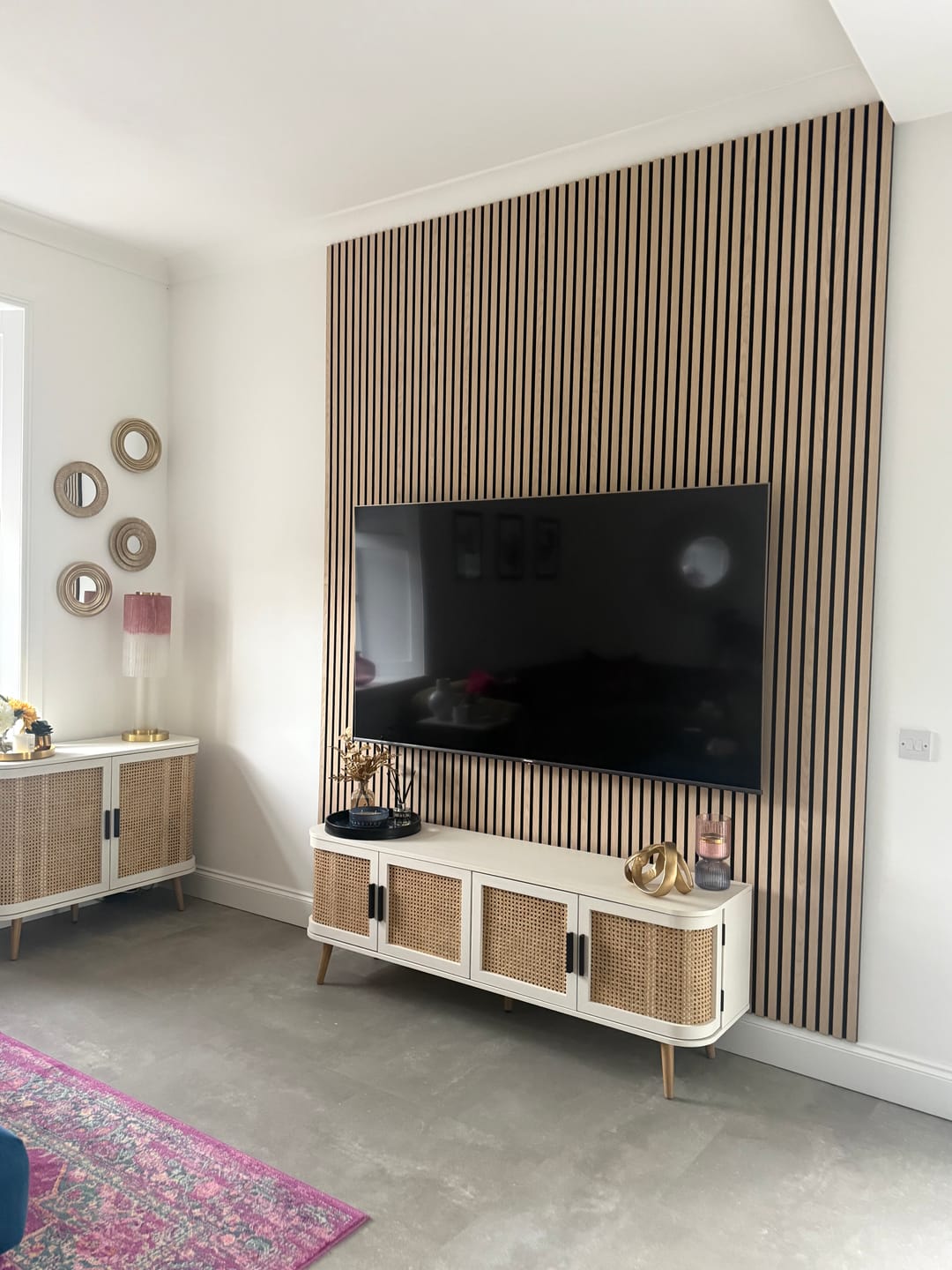 Customer photo review of SlatWall Acoustic Natural Oak and Black Slatted Wall Panel