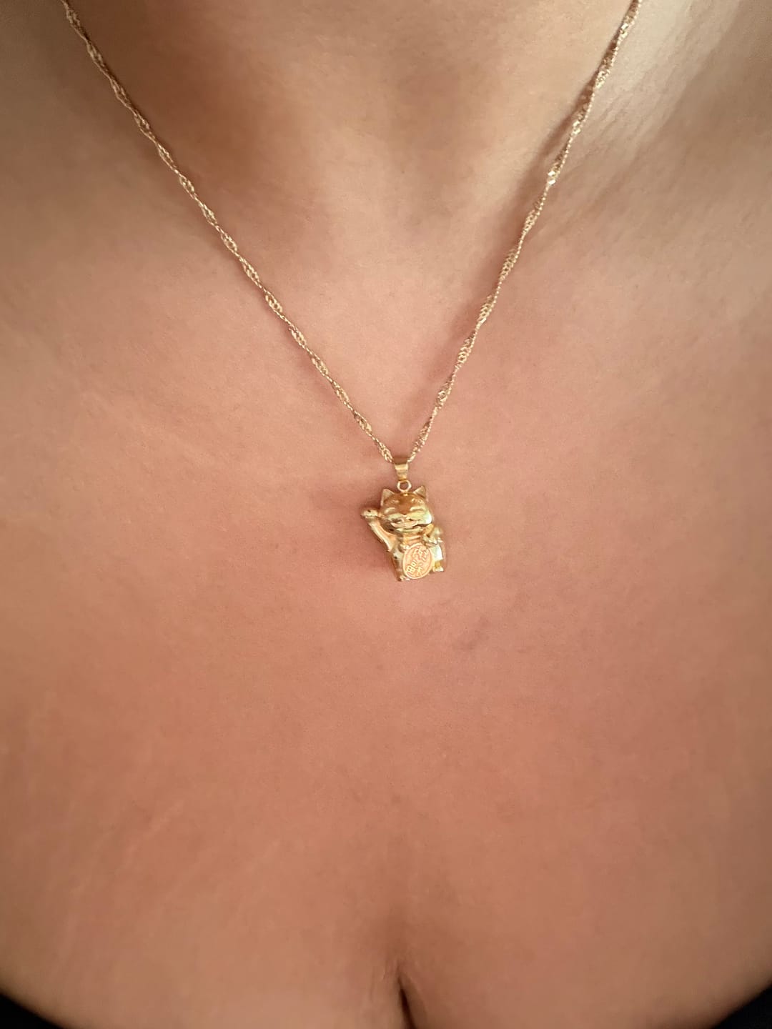 Customer photo review of Lucky Cat Happiness Necklace